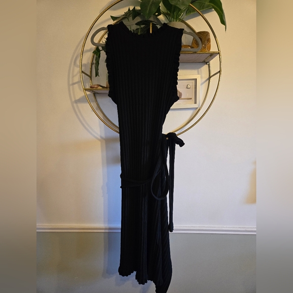 Milly Sheath Ribbed Wrap Midi Dress - Picture 4 of 7